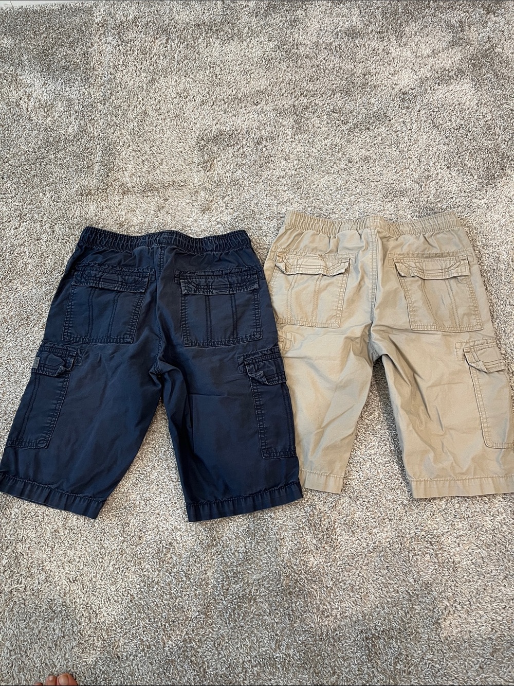 Kids Cargo Shorts - Navy and Khaki - Elastic Waist with Pockets - Picture 4 of 4